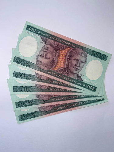 5 Cédulas 200 Cruzeiros Em Sequencia Numérica Flor B13