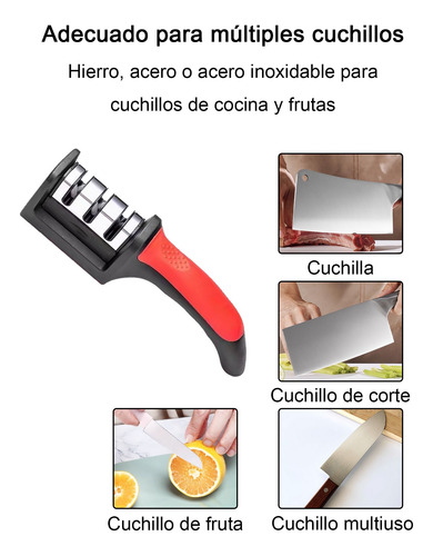 Afilador De Cuchillos De 3 Filos De Acero Inoxidable 3en 1 Rojo