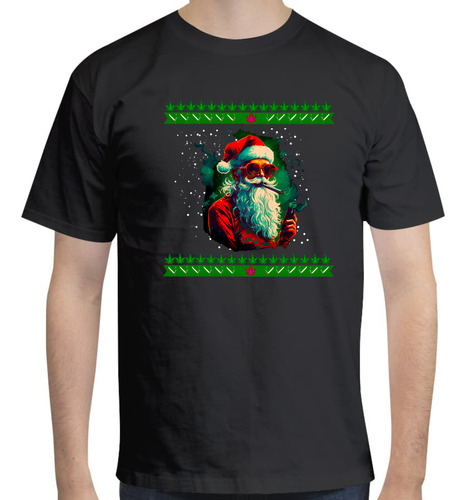 Playera Diseño Ugly Navidad - Santa Claus Weed - Santa