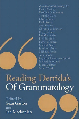 Reading Derrida's Of Grammatology, De Ian Maclachlan. Editorial Continuum Publishing Corporation, Tapa Blanda En Inglés