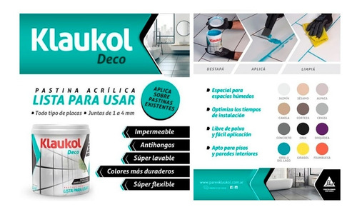 Pastina Acrílica Impermeable Antihongos Deco (1,5kg) Klaukol