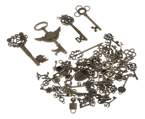 70 Piezas De Bronce Cerraduras Antiguas Llaves Colgante