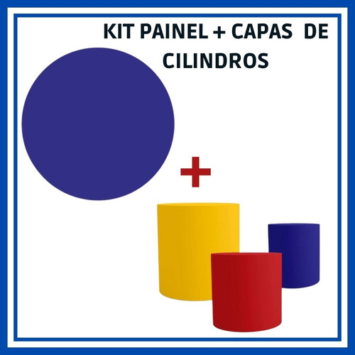 Trio Capas Cilindros Colorido + Capa Painel 1,50m Azul