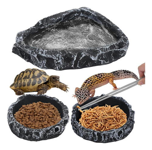 2pcs Platos De Agua De Reptiles Tazones De Comida Redondo