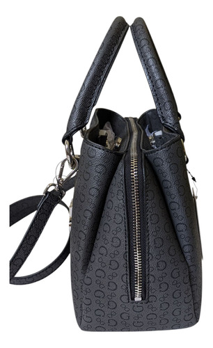 Bolsa Satchel Guess 100% Original Reinee Gris Oscuro Monogram Níquel Gris Oscuro
