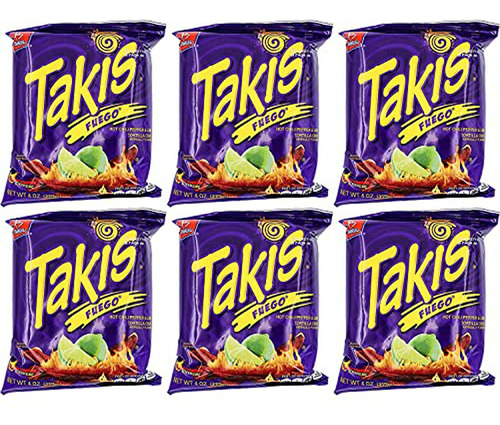 Takis Fuego, 6x4oz Chips Picantes Limón.