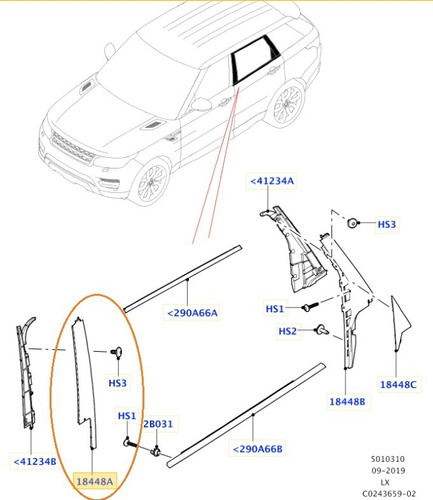 Acabamento Coluna Traseira Direita Range Rover Sport 2014 