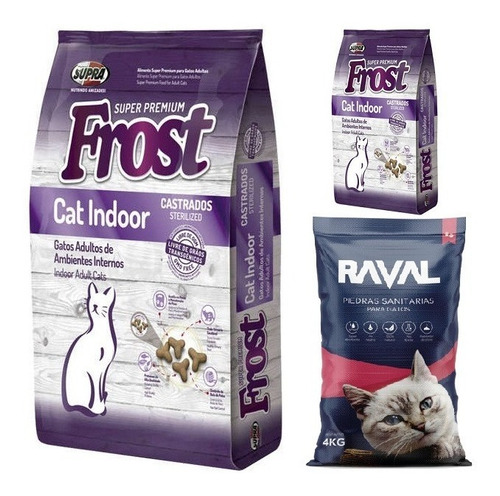 Comida Gato Frost Cat Indoor 7.5k + 1k + Piedra Aglomerante