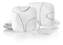 Comprar Set De Vajilla 18 Piezas Color Blanco, Diseño De Líneas