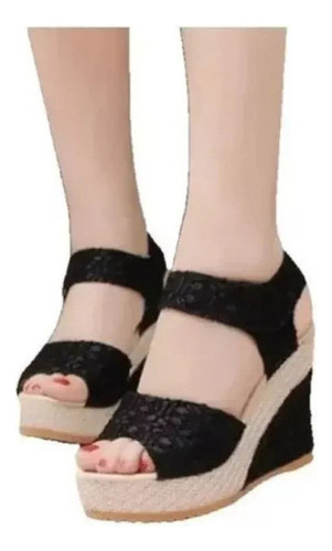 Sandalias De Cuña De Velcro De Moda, Zapatos De Plataforma