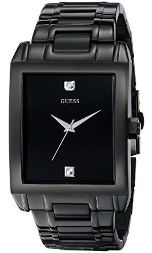 Imagen 1 de 3 de Guess Mens U12557g1 Classic Black Ip Rectangular Diamante Ac