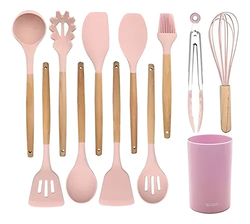 Set Utensilios De Cocina En Silicona X12 Resistente Al Calor