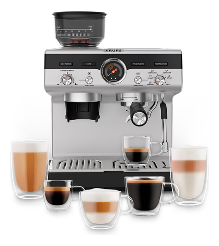 Cafetera De Espresso Precision Essential, Krups, Xp801tu0 Negro/plata