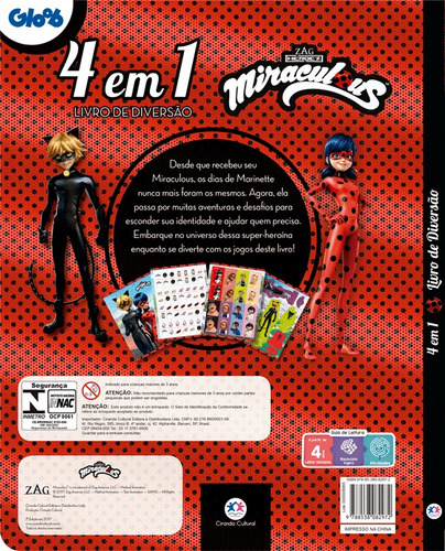 Ladybug - 4 em 1 - Livro de diversão, de Cultural, Ciranda. 4 em 1 Editorial Ciranda Cultural Editora E Distribuidora Ltda., capa mole em português, 2019