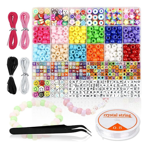 Kit De Miçangas Diy Com Pinças E Cordão Trançado