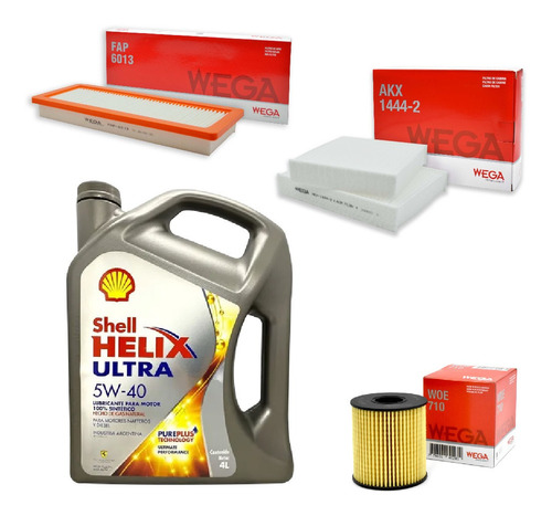 Kit 3 Filtros + 4l Aceite Shell 5w40 208 1.6 / 2008 1.6 Thp