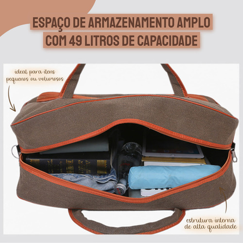 Sacola grande 49l Mala de viagem tianrui com alça ajustável e zíper duplo verde-claro