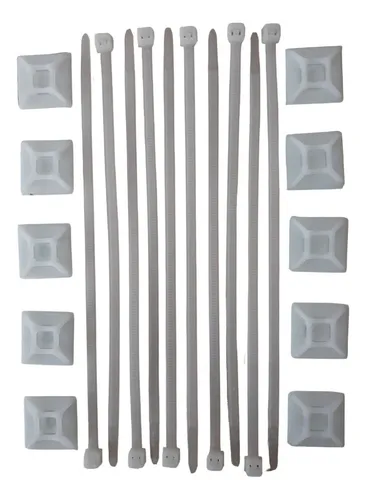 comprar Kit 10 Fixadores 25x25mm Dupla Face 3m Com Abraçadeiras 20cm