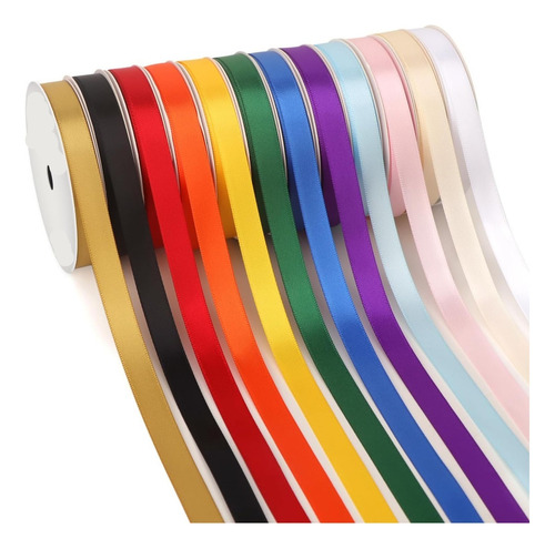 Cinta De Satén Listón Satinado Decoración 12 Rollos 1cm