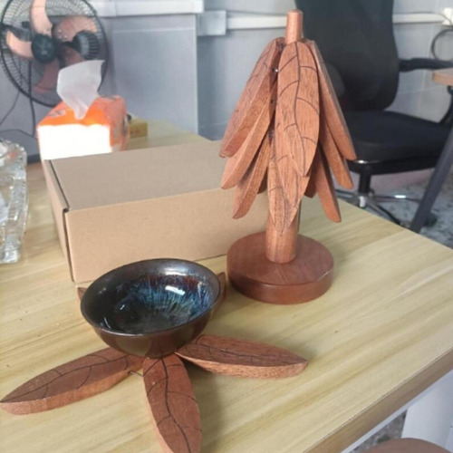 Posavasos De Madera Con Forma De , Juego De 4 Piezas