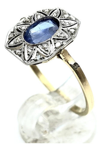 Anillo Oro Zafiro Brillantes Vistas En Platino 2,5g T23