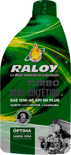 Aceite 15w40 Raloy Semisintético Turbo Sae Api Sn Plus