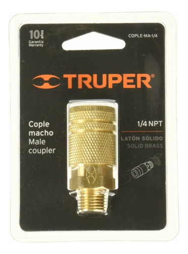 Truper Cople-ma-1/4, Cople De Latón, Cuerda 1/4 Npt, Macho