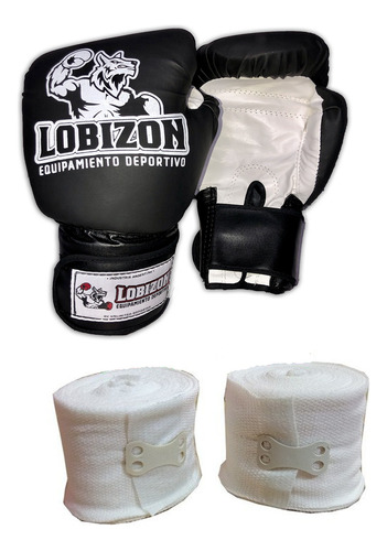 Kit Par Vendas Elasticas 5cm + Guantes Boxeo Sparring Boxing
