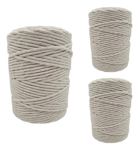 Pack X 3 Hilo Algodón Macramé 27h 4 Mm X 200 Mts Aprox. C/u.