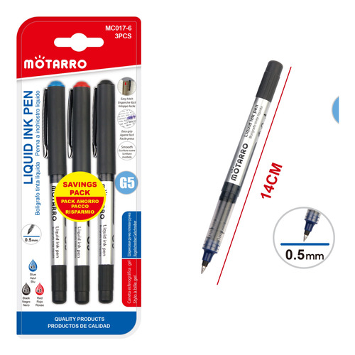 Plumas Tinta Líquidas Bolígrafo Escritura Suave 3pcs Motarro