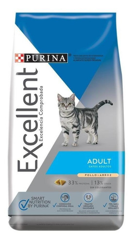 Imagen 1 de 1 de Alimento Excellent Adult para gato adulto sabor pollo/arroz en bolsa de 3 kg
