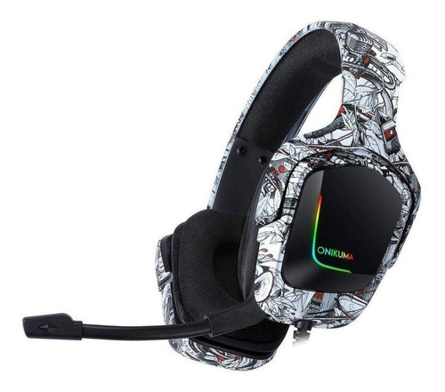 Imagen 3 de 4 de Audífonos gamer Onikuma K20 camuflaje blanco con luz rgb LED