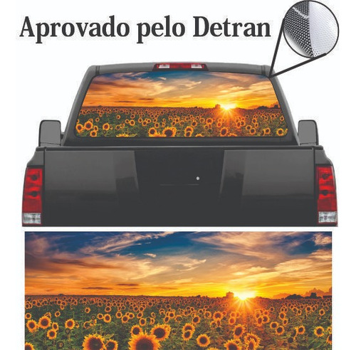 Adesivo Perfurado Vidro Traseiro Girassóis Pickup Suvs