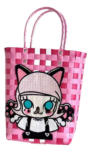 Bonita Bolsa Tejida Con Burbujas De Dibujos Animados, Lonche
