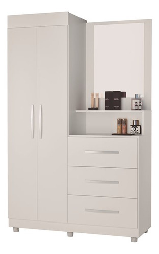 Roupeiro Onix Com Espelho Branco Luxo Móveis Primus