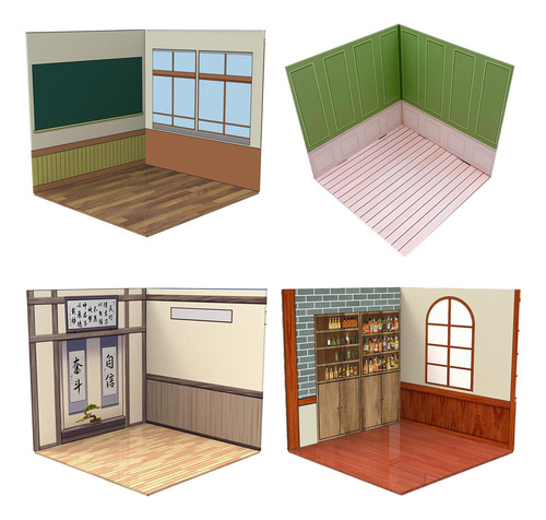 4 Peças 1:12 Pano De Fundo Exibição De Layout De