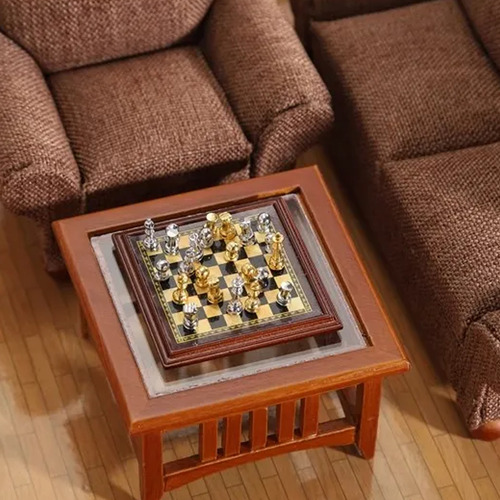 Juego De Ajedrez Con Forma De Casa De Muñecas A Escala 1/12