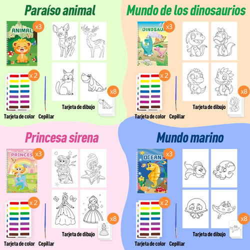 De Libro Para Colorear Libreta De Dibujo De Acuarela 24 Pcs