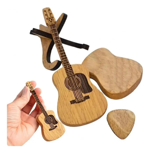 Picker De Guitarra De Madera + PĂșa De Guitarra