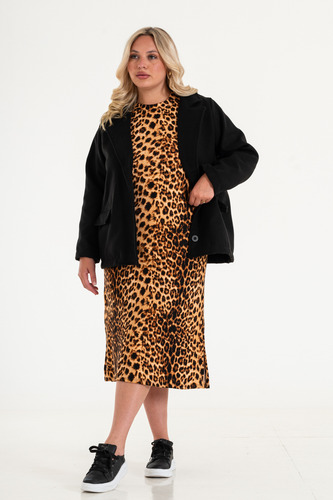 Vestido Animal Print Talles Grandes Invierno 2025