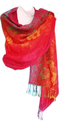 Kmystic Colorful Rave Pashmina Bufanda Chal Wrap (rojo)