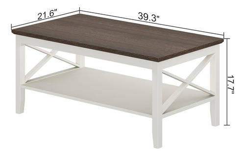 Mesa De Café De Madera Con Patas Gruesas Y Almacenaje Oxford