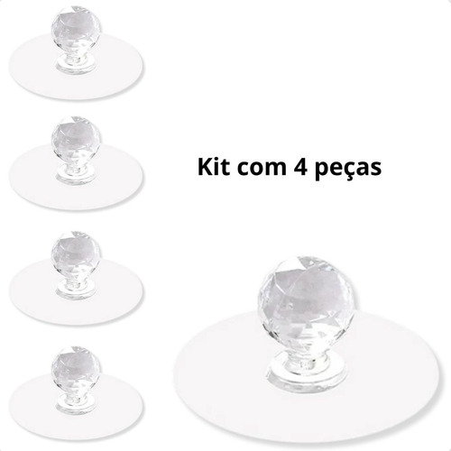 Kit 4 Puxador Adesivo Multiuso Gancho Móveis Portas Sem Furo