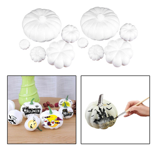 Calabazas Blancas Artificiales De 5 Tamaños 10 Piezas