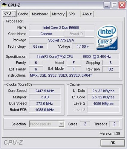 Imagem 7 de 7 de Processador Intel Core 2 Duo E6600 2.40ghz 4mb Fsb 1066 775