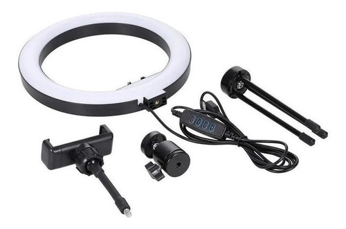 Luz Ring Light 8 Pol + Tripé De Mesa + Suporte Cel Video