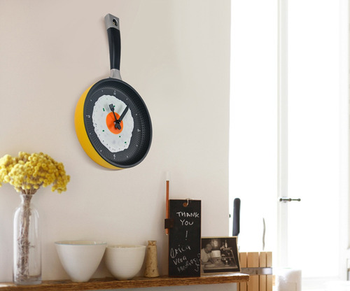 Imagen 3 de 12 de Sartén Huevo Moderno Reloj Cubiertos Cocina
