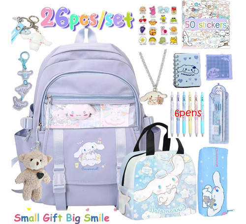 1 Juego De 26 Mochilas Cinnamoroll For Children With Lonchera 1