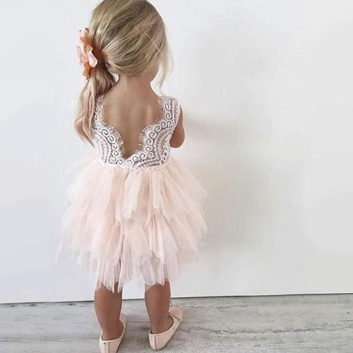 Vestido De Fiesta Para Niñas Con Encaje Y Tutu En Capas