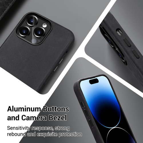 Capa De Couro Belemay Compatível Com iPhone 13 Pro Preta